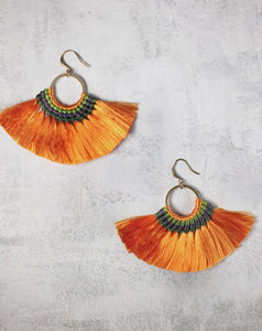 Fringe Tassel Orange Boho Earrings