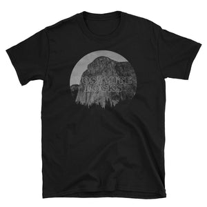 Yosemite Rocks Grey Print on Black T-Shirt