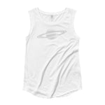 Saturn Faded Halftone Print Cap Sleeve T-Shirt