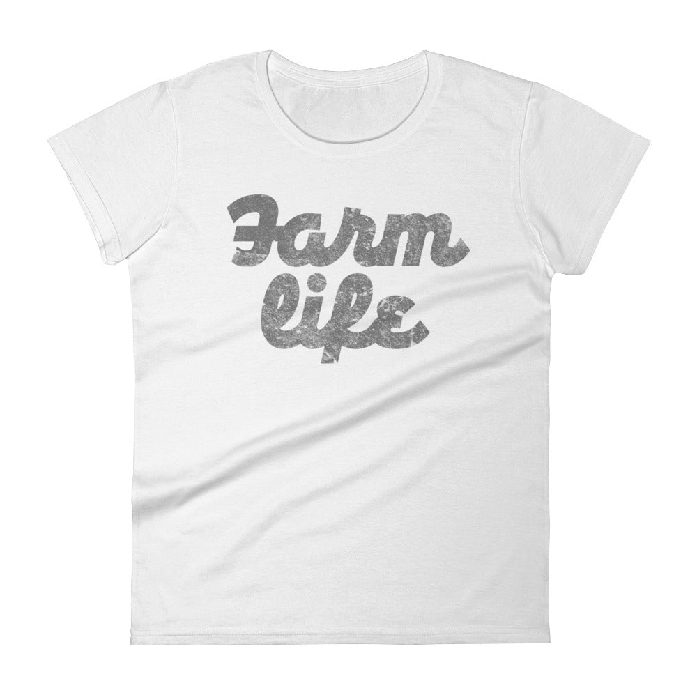 Farm Life Script Distressed Type - Women's short sleeve t-shirt